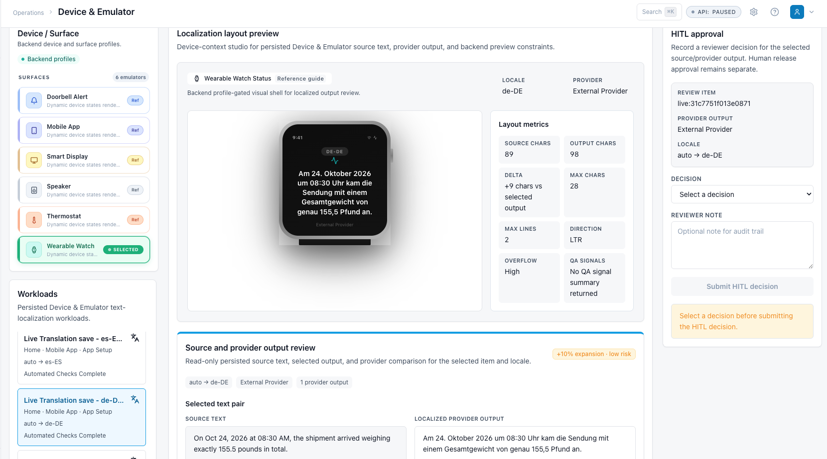 EKHO — German localization on Smartwatch